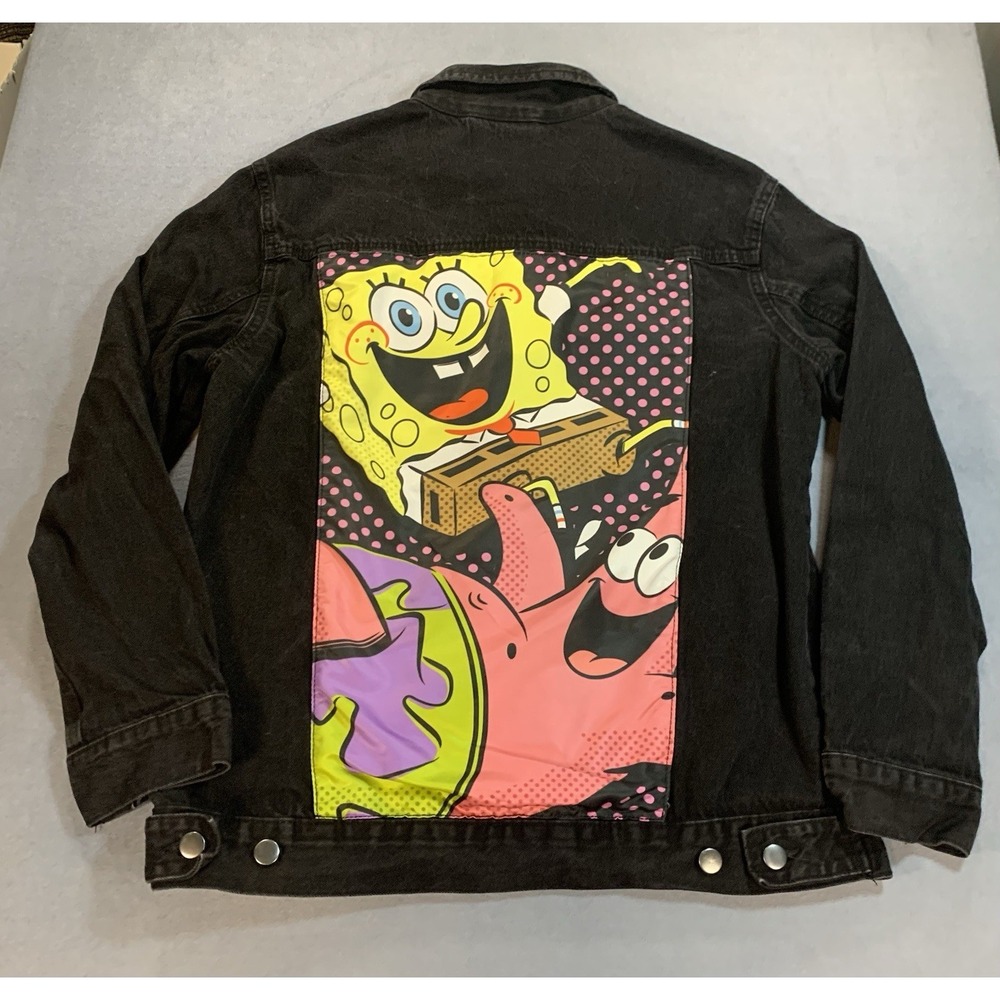 Nickelodeon Spongebob Squarepants Denim Jacket Medium Black Spongebob & Patrick